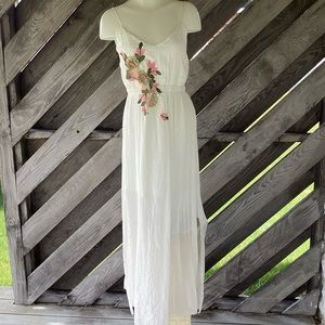 Say What? Boho Dress Spaghetti Strap Gauze Dress White women’s size large